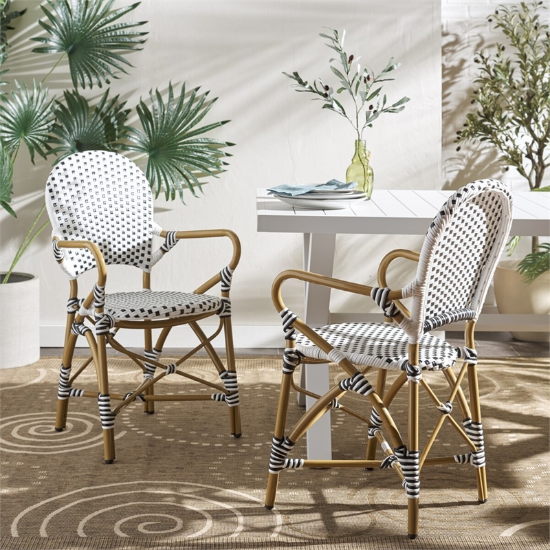 Safavieh Hooper Indoor-Outdoor Stacking Armchair in Black/White
