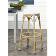 Safavieh Kipnuk Outdoor-Indoor PE Rattan Stool in Gray and White