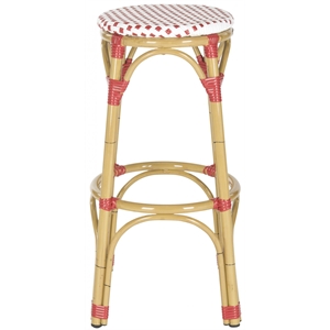 Safavieh Kipnuk Outdoor-Indoor PE Rattan Stool in Red and White
