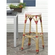 Safavieh Kipnuk Outdoor-Indoor PE Rattan Stool in Red and White