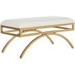 Safavieh Moon Arc Faux Leather Bench in Light Beige and Gold