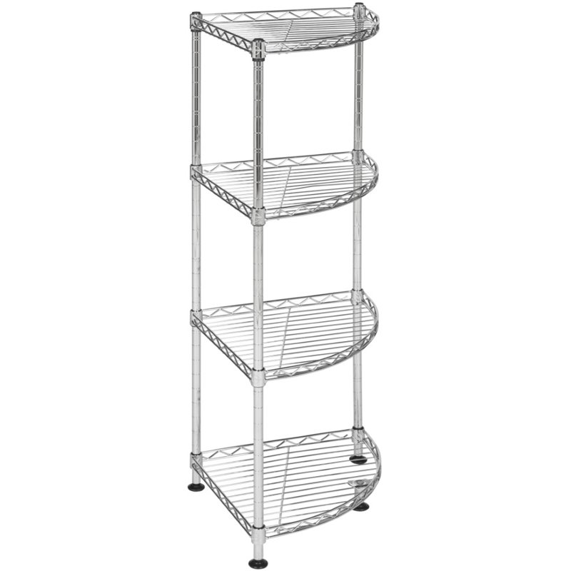 Safavieh Damaris 4 Shelf Corner Steel Rack in Chrome