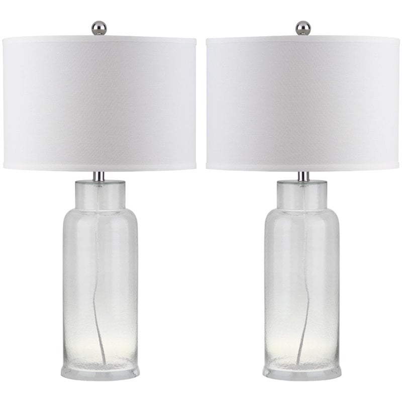 Safavieh Bottle Glass Table Lamp in Silver and Off White (Set of 2)