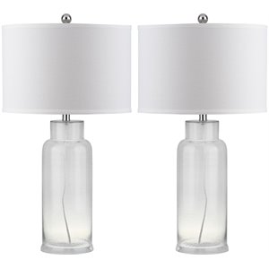 Safavieh Bottle Glass Table Lamp in Silver and Off White (Set of 2)