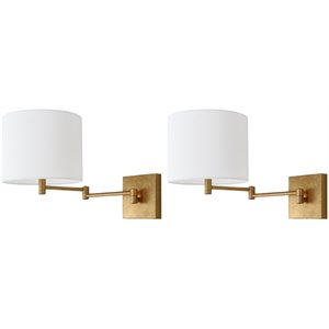 Safavieh Lillian Wall Sconce in Gold Leaf and Off White (Set of 2)