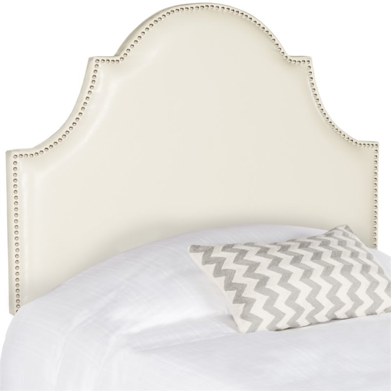 Safavieh Hallmar Leather Upholstered Twin Arched Headboard in White ...