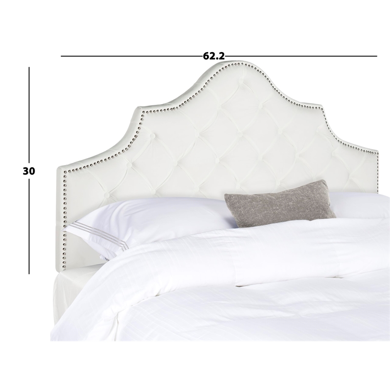 Safavieh Arebelle Nailhead Tufted Queen Arched Headboard in White