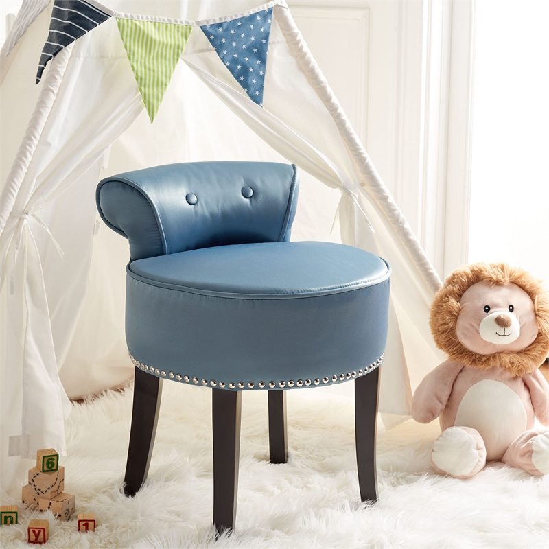 safavieh georgia wood vanity stool in teal