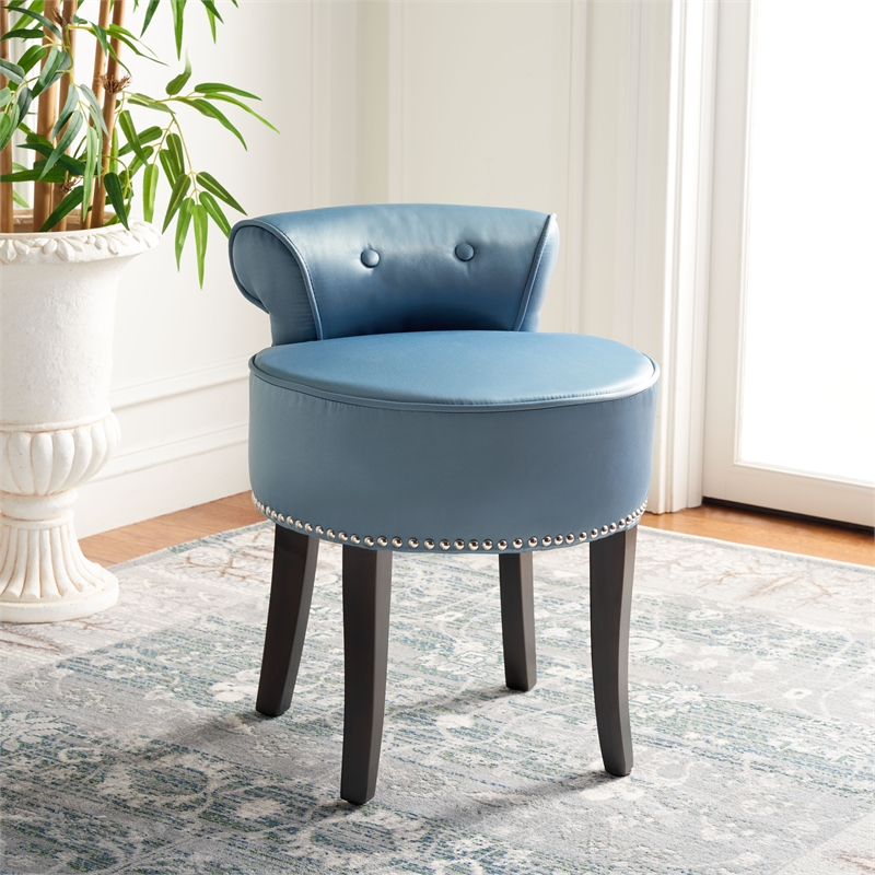 safavieh georgia wood vanity stool in teal