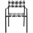 Safavieh Halden Aluminum and PE Wicker Seat Arm Chair in White/Black