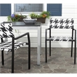 Safavieh Halden Aluminum and PE Wicker Seat Arm Chair in White/Black