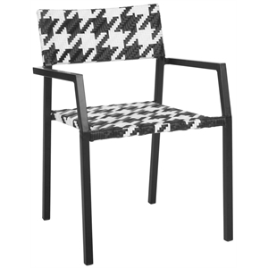 Safavieh Halden Aluminum and PE Wicker Seat Arm Chair in White/Black