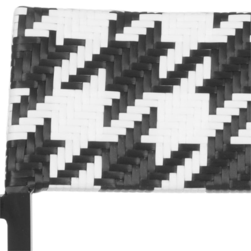 Safavieh Halden Aluminum and PE Wicker Seat Arm Chair in White/Black