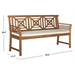 Safavieh Del Mar 3 Seat Bench in Natural /Beige