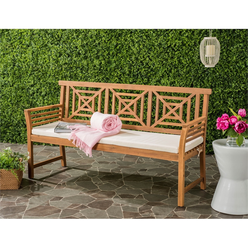 Safavieh Del Mar 3 Seat Bench in Natural /Beige