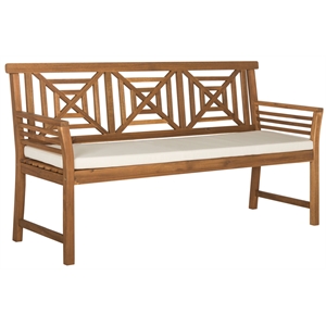 Safavieh Del Mar 3 Seat Bench in Natural /Beige