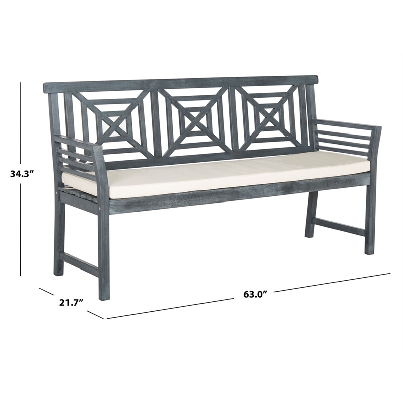 Safavieh Del Mar 3 Seat Bench in Ash Gray/Beige