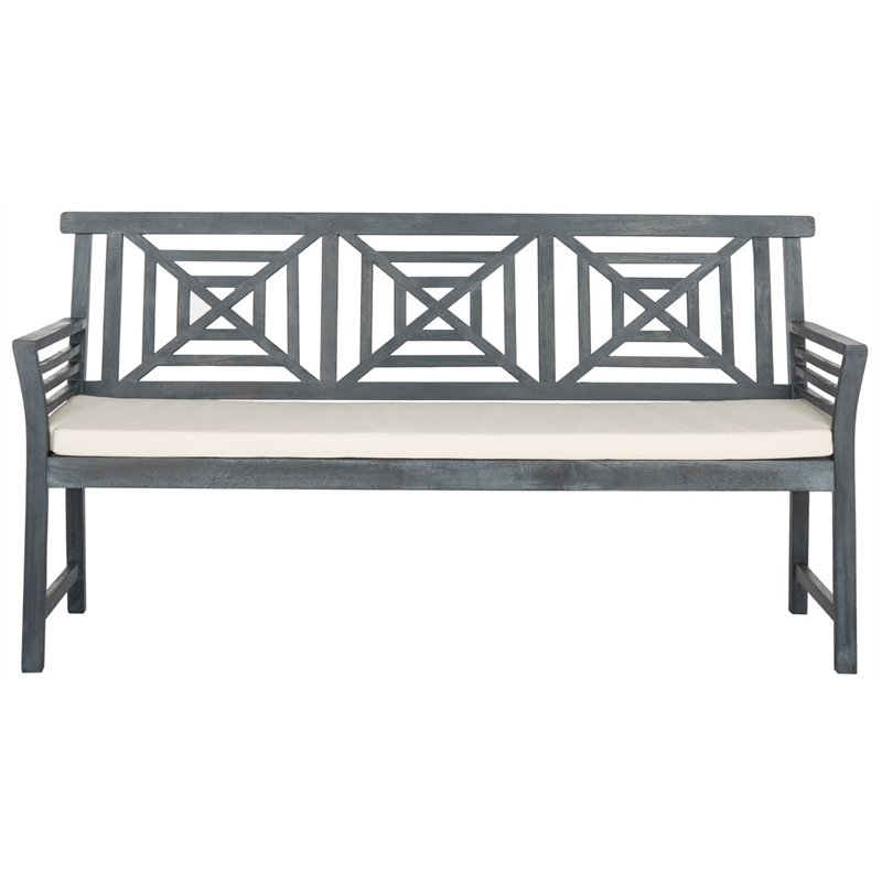 Safavieh Del Mar 3 Seat Bench in Ash Gray/Beige