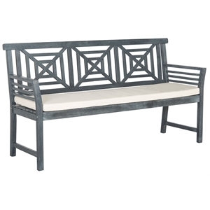 Safavieh Del Mar 3 Seat Bench in Ash Gray/Beige