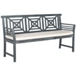 Safavieh Del Mar 3 Seat Bench in Ash Gray/Beige