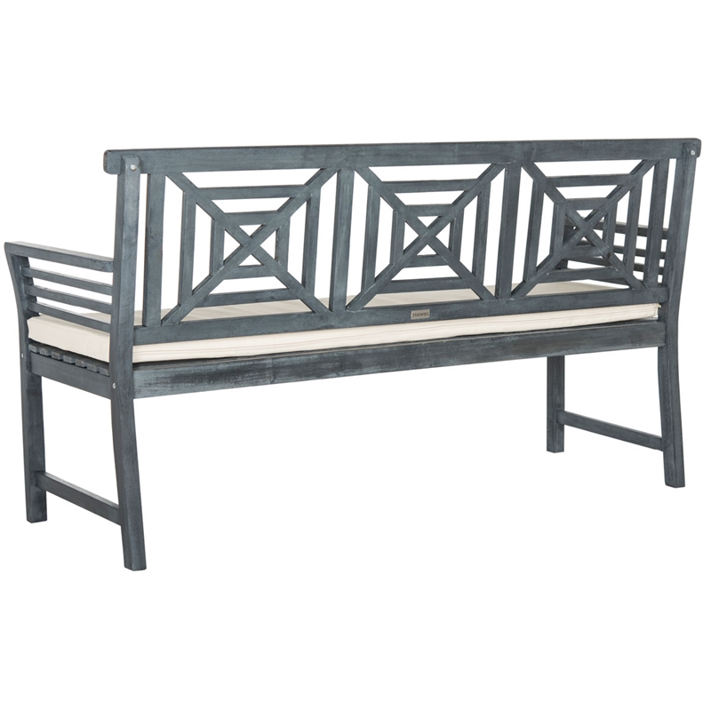 Safavieh Del Mar 3 Seat Bench in Ash Gray/Beige
