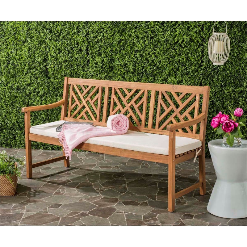 Safavieh Bradbury 3 Seat Bench in Natural / Beige