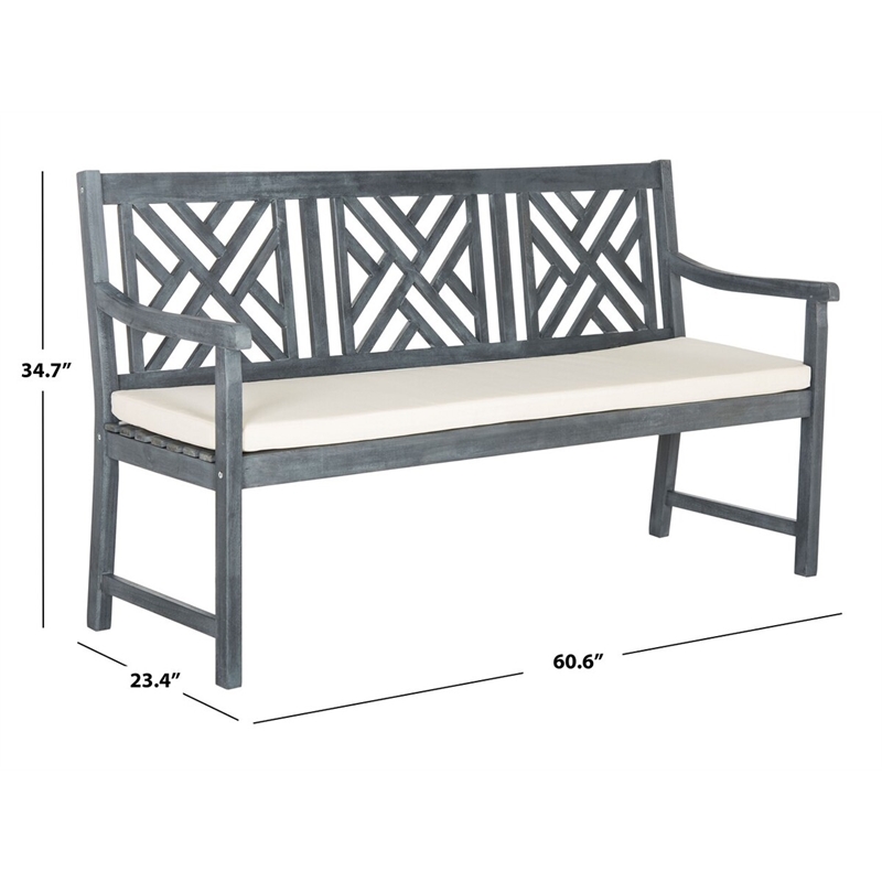 Safavieh Bradbury 3 Seat Bench in Ash Gray/Beige