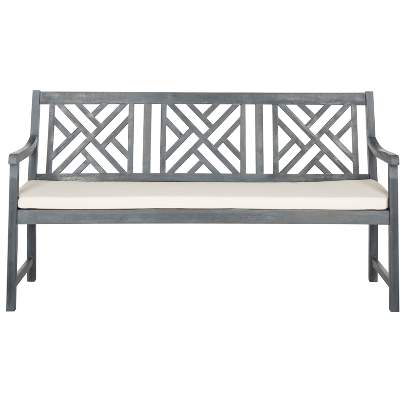Safavieh Bradbury 3 Seat Bench in Ash Gray/Beige