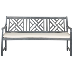 Safavieh Bradbury 3 Seat Bench in Ash Gray/Beige