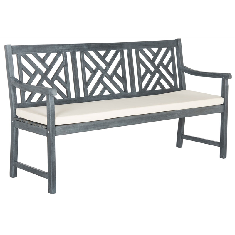 Safavieh Bradbury 3 Seat Bench in Ash Gray/Beige