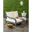 Safavieh Pomona Outdoor Acacia Wood Lounger in Ash Gray and Beige