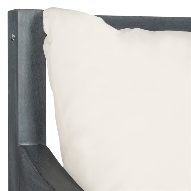 Safavieh Pomona Outdoor Acacia Wood Lounger in Ash Gray and Beige