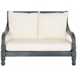 Safavieh Pomona Outdoor Acacia Wood Lounger in Ash Gray and Beige