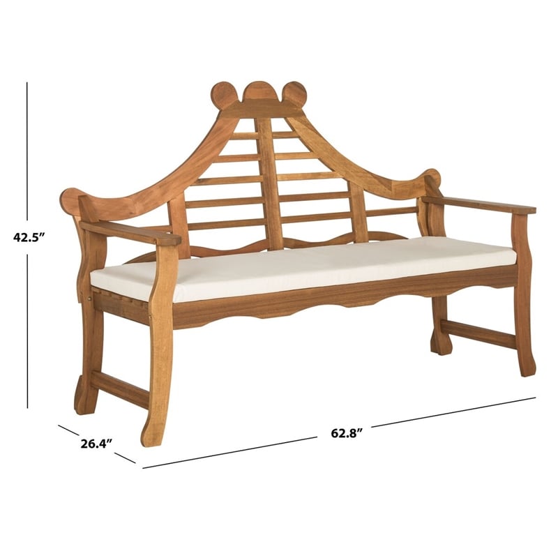 Safavieh Azusa Outdoor Wood Bench in Natural / Beige