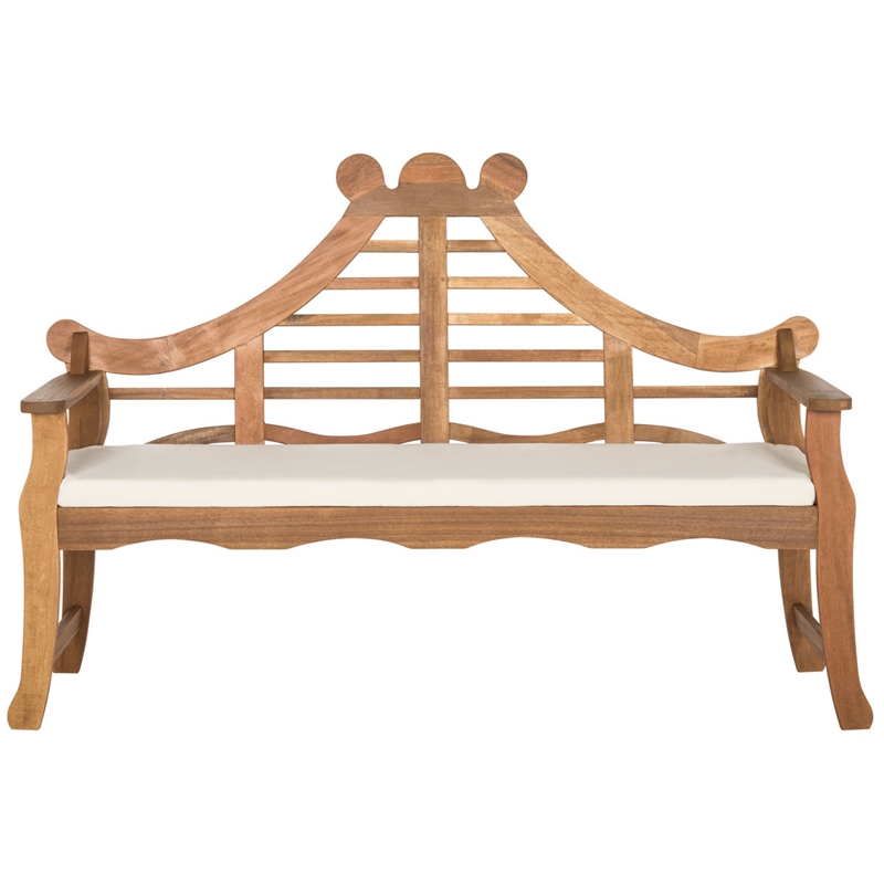 Safavieh Azusa Outdoor Wood Bench in Natural / Beige