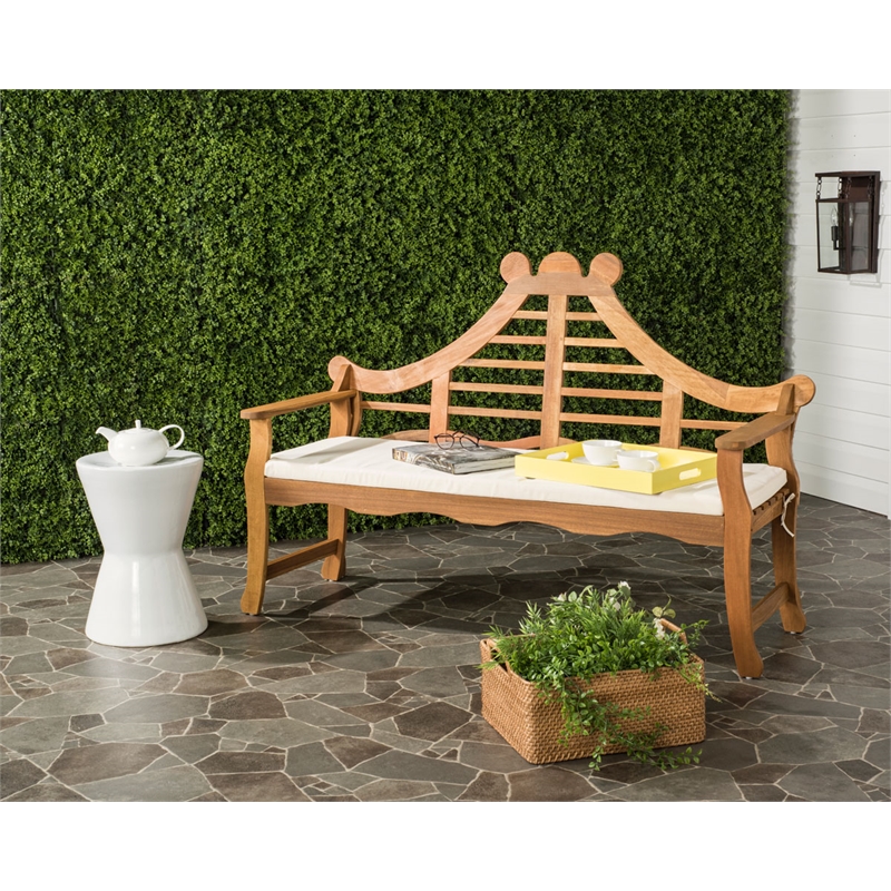 Safavieh Azusa Outdoor Wood Bench in Natural / Beige