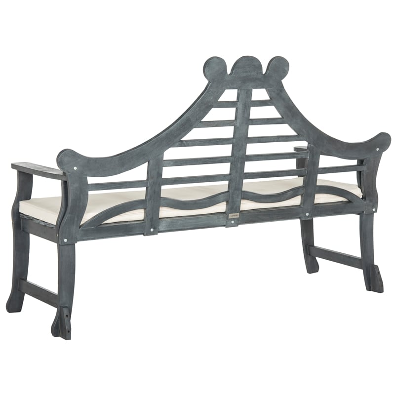 safavieh azusa solid wood traditional bench in ash gray and beige