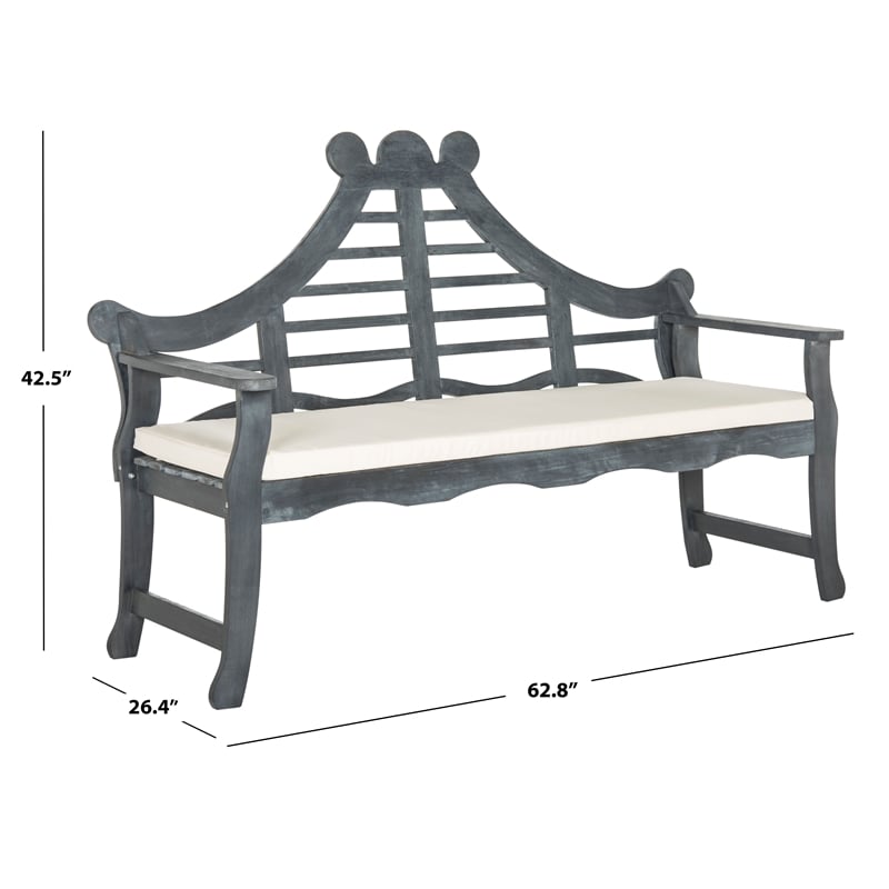 safavieh azusa solid wood traditional bench in ash gray and beige