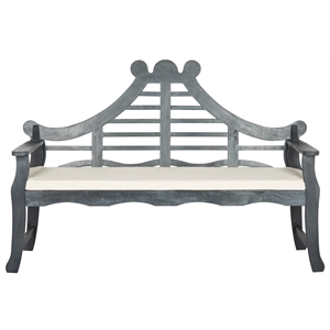 safavieh azusa solid wood traditional bench in ash gray and beige