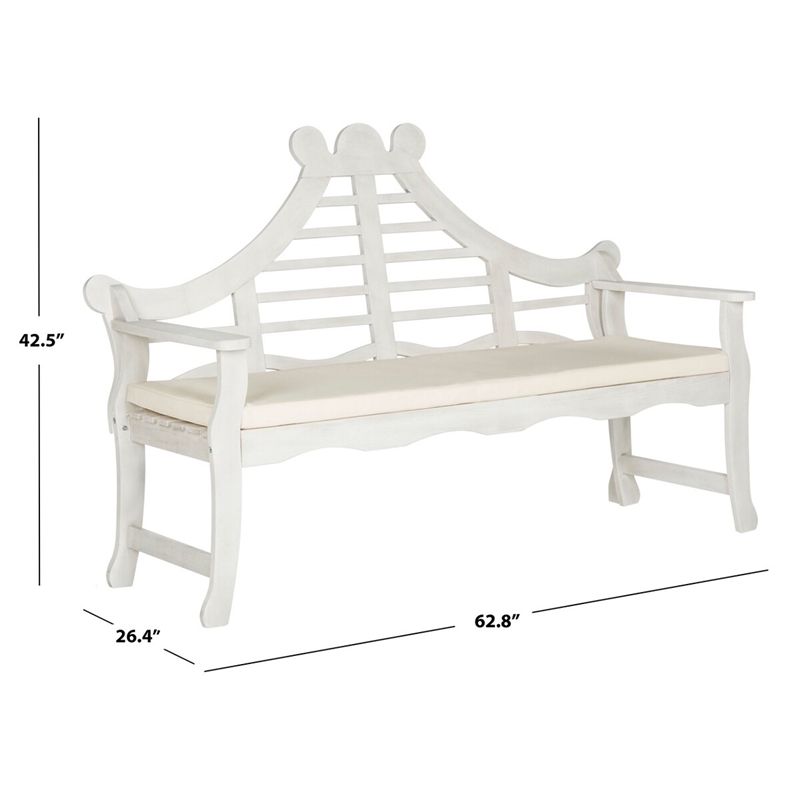 Safavieh Azusa Outdoor Wood Bench in Antique White