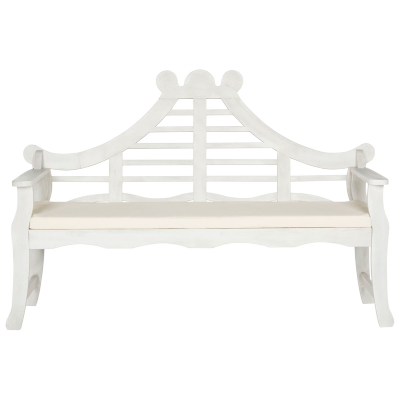 Safavieh Azusa Outdoor Wood Bench in Antique White