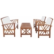 Safavieh Fontana Wood 4 Piece Outdoor Set  in Natural / Beige