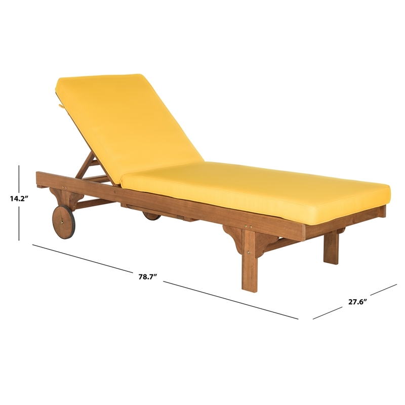 Safavieh Newport Chaise Lounge Chair With Side Table in Natural / Yellow