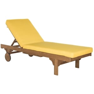 Safavieh Newport Chaise Lounge Chair With Side Table in Natural / Yellow