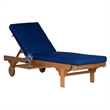 Safavieh Newport Chaise Lounge Chair With Side Table in Natural / Navy