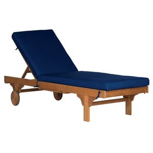 Safavieh Newport Chaise Lounge Chair With Side Table in Natural / Navy