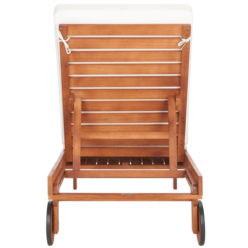 Safavieh Newport Chaise Lounge Chair With Side Table in Natural / Beige
