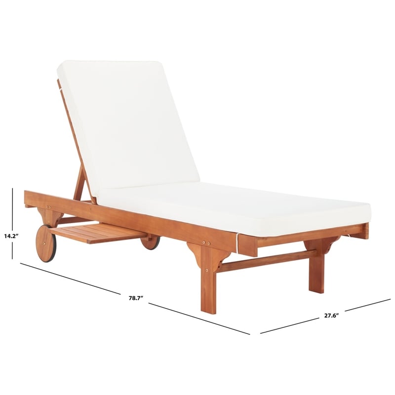 Safavieh Newport Chaise Lounge Chair With Side Table in Natural / Beige
