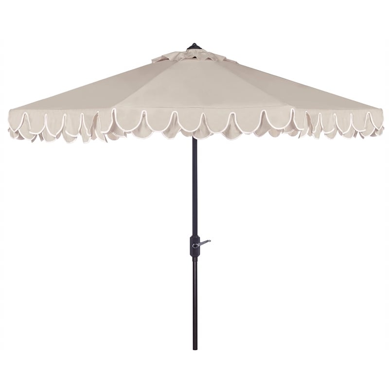 Safavieh Elegant Valence Patio Umbrella in Beige and White
