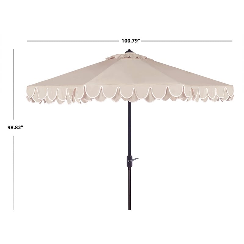 Safavieh Elegant Valence Patio Umbrella in Beige and White